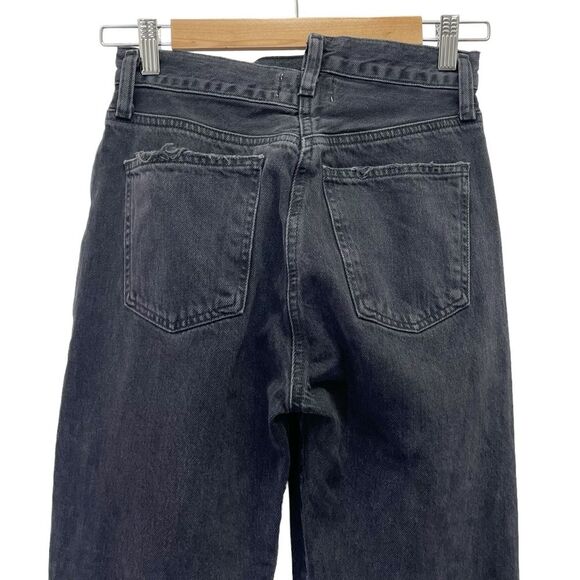 Agolde Criss Cross Straight Jeans in Shambles Black Wash Raw Hem Women’s Size 24 - Picture 6 of 16